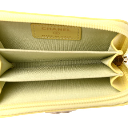 Chanel Lambskin Quilted Zip Around Boy Coin Purse Wallet Yellow 5 of 10