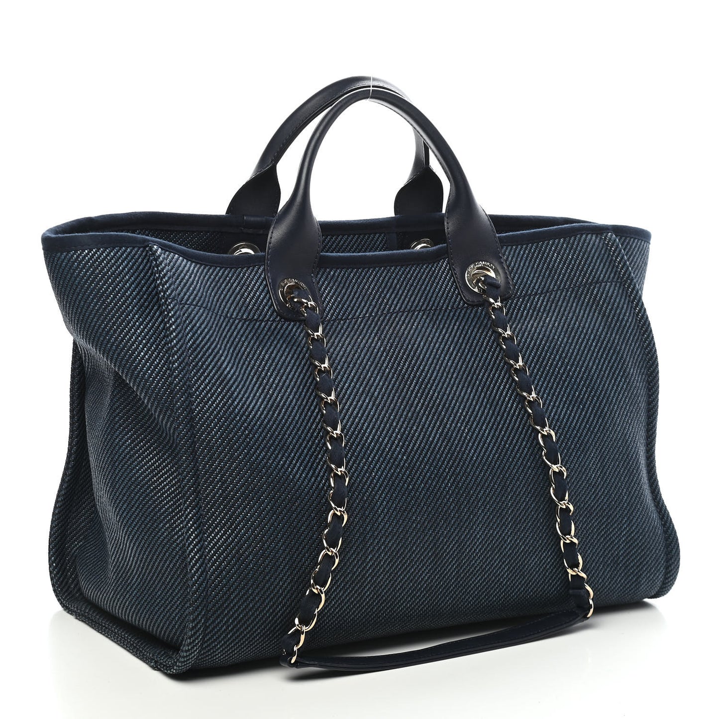 Mixed Fibers Calfskin Medium Deauville Tote Blue