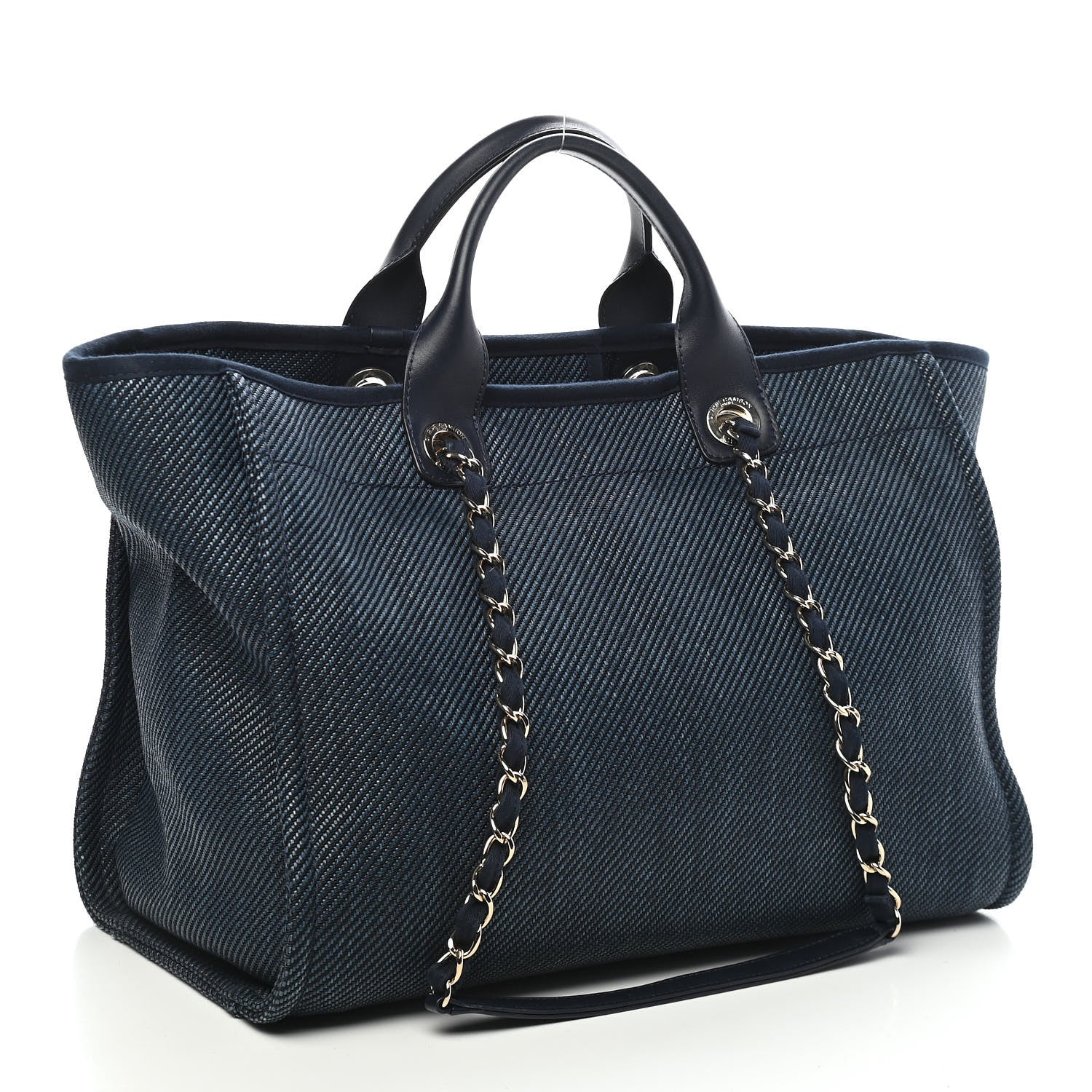Chanel Mixed Fibers Calfskin Medium Deauville Tote Blue 2 of 8