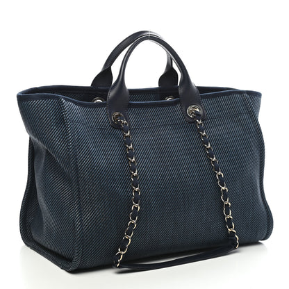 Chanel Mixed Fibers Calfskin Medium Deauville Tote Blue 2 of 8