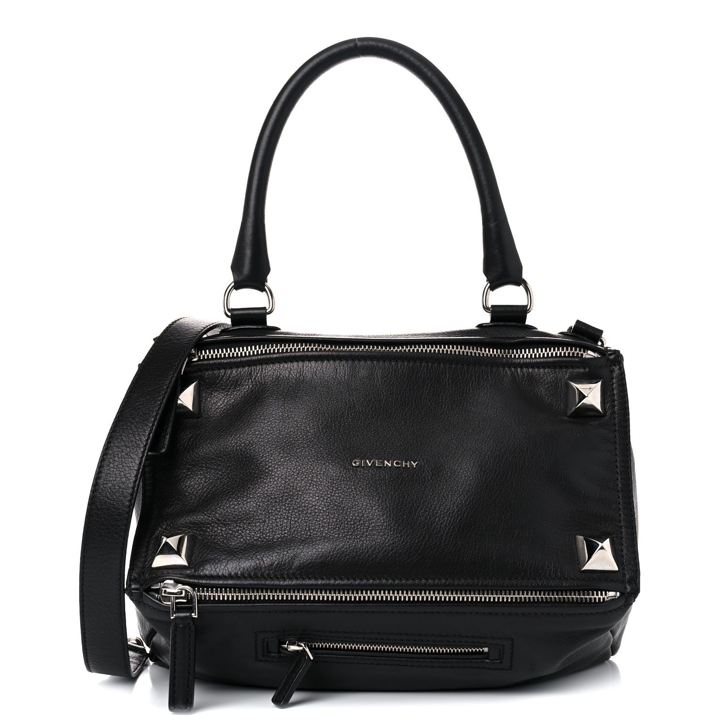 Givenchy Pebbled Calfskin Medium Pyramid Stud Pandora Dark Brown 1 of 15