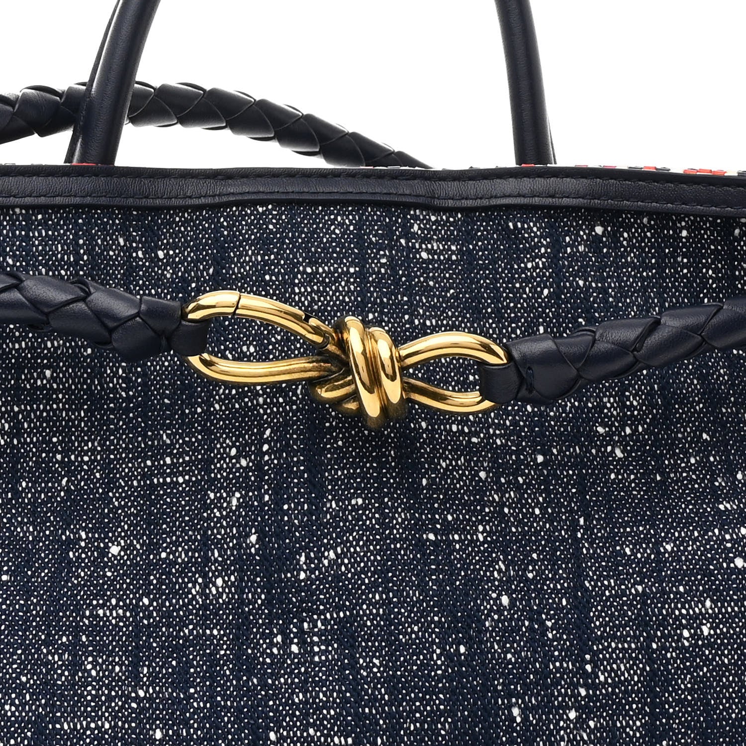 Bottega Veneta Denim Andiamo Shoulder Bag Navy White Orange 7 of 9