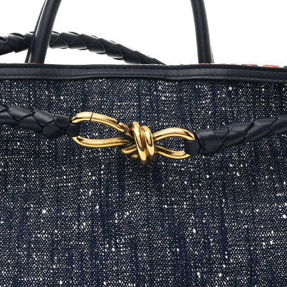 Bottega Veneta Denim Andiamo Shoulder Bag Navy White Orange 7 of 9