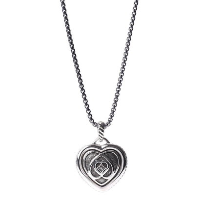 David Yurman Darkened Sterling Silver Puffed Cable Heart Pendant Necklace 1 of 5