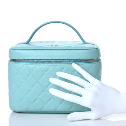 Chanel Caviar Quilted Large Vanity Pouch Light Blue 2 of 9