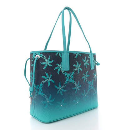 MCM Calfskin Medium Studded Palms Liz Shopper Tote Blue 4 of 10