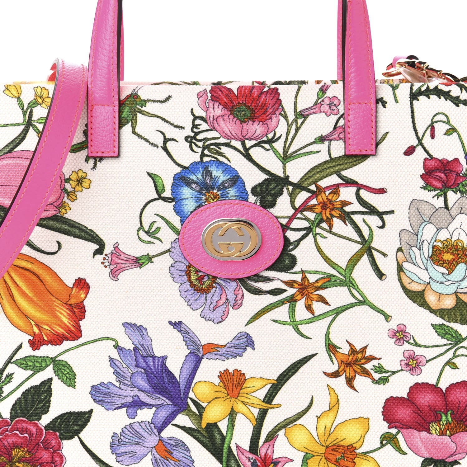Gucci Canvas Medium Flora Tote Fuchsia 10 of 10