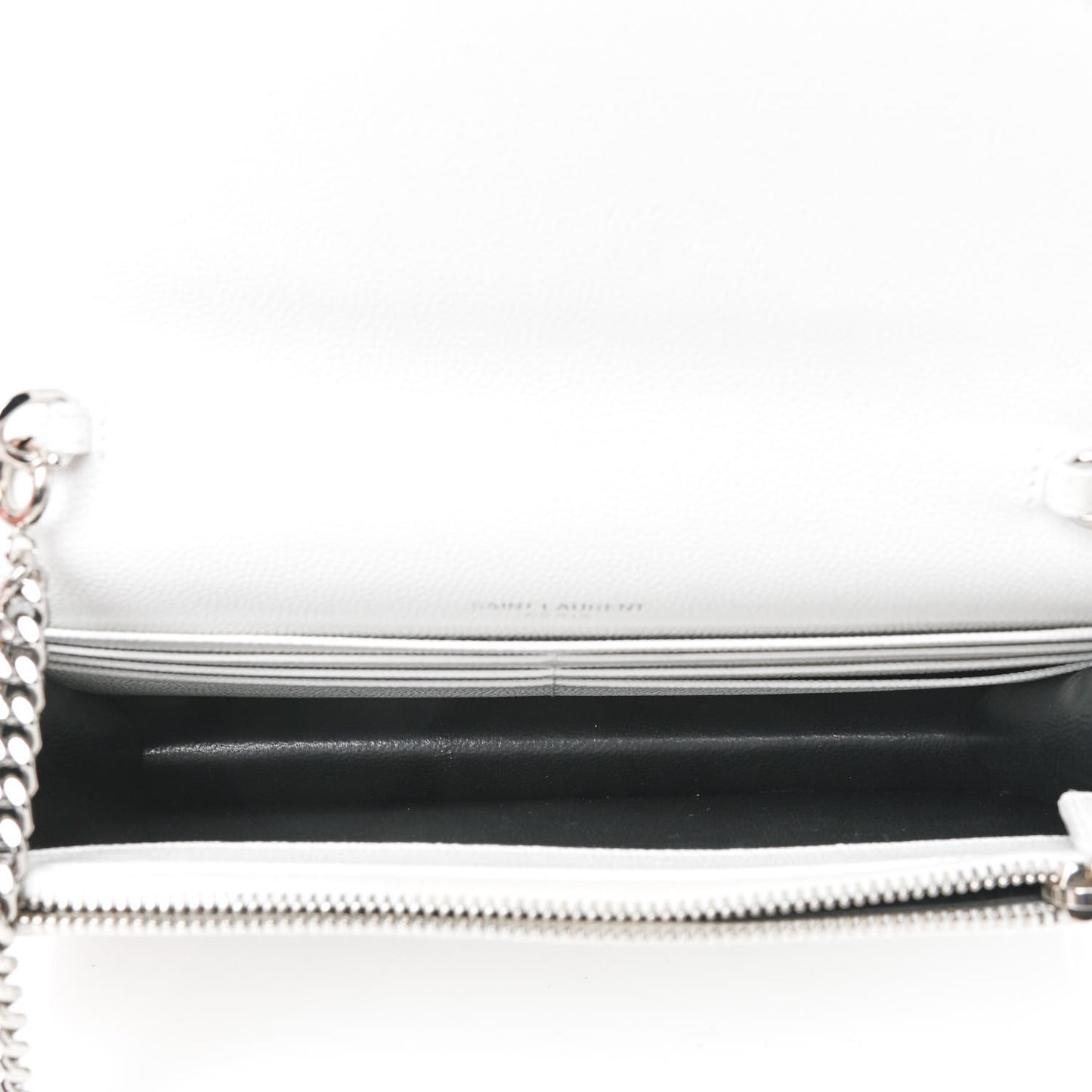 Grain De Poudre Matelasse Chevron Monogram Envelope Chain Wallet White