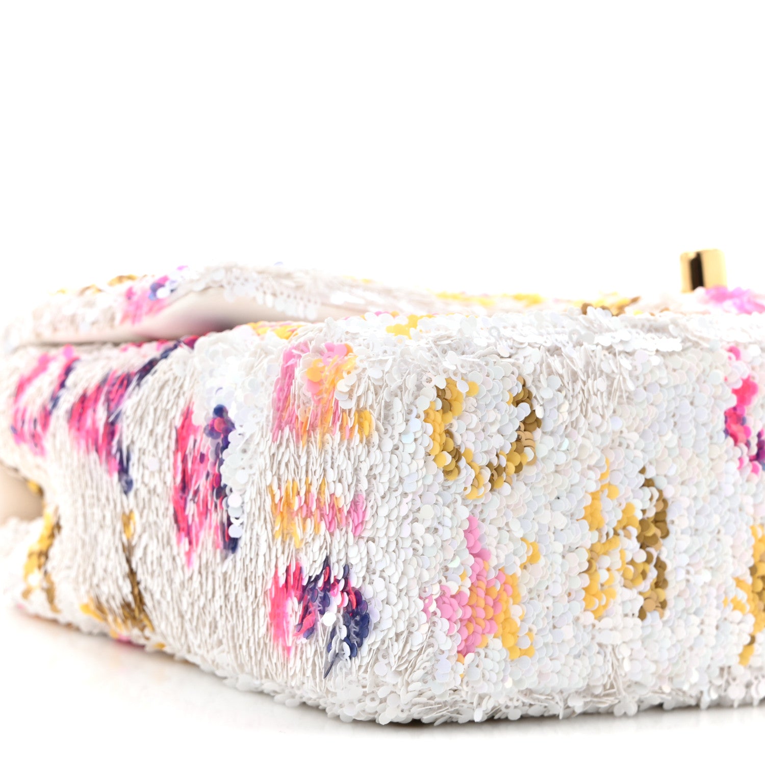 Chanel Sequin Logo CC Small Single Flap White Multicolor 9 of 11
