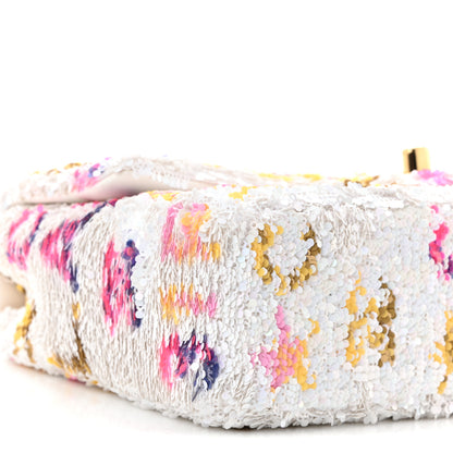 Chanel Sequin Logo CC Small Single Flap White Multicolor 9 of 11