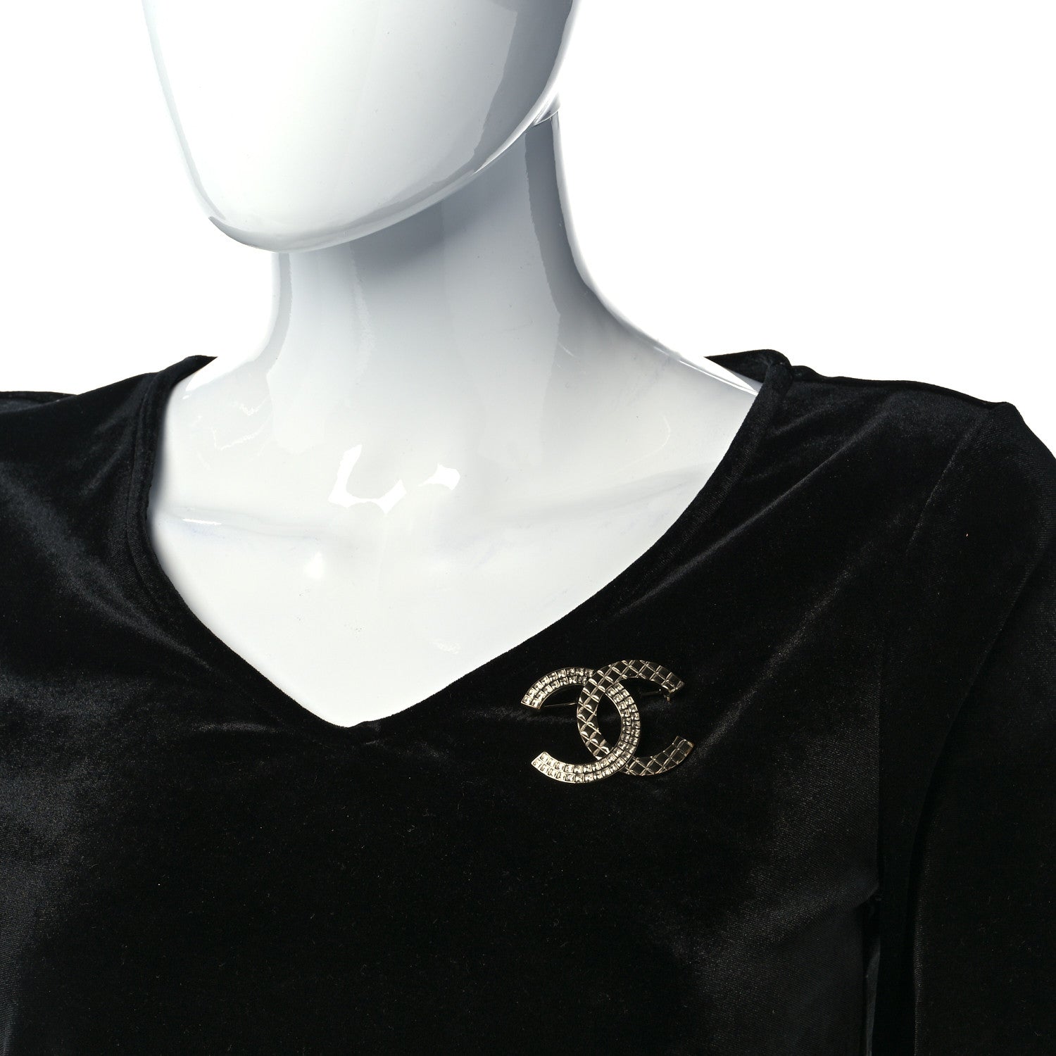 Chanel Baguette Crystal Quilted CC Brooch Gold 2 of 7