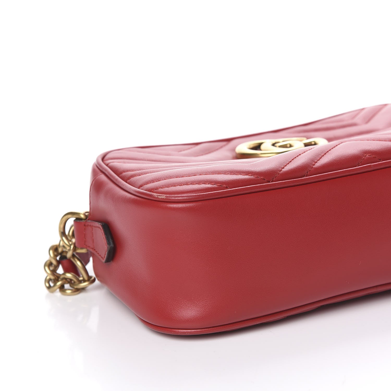 Gucci Calfskin Matelasse Small GG Marmont Chain Shoulder Bag Hibiscus Red 7 of 10