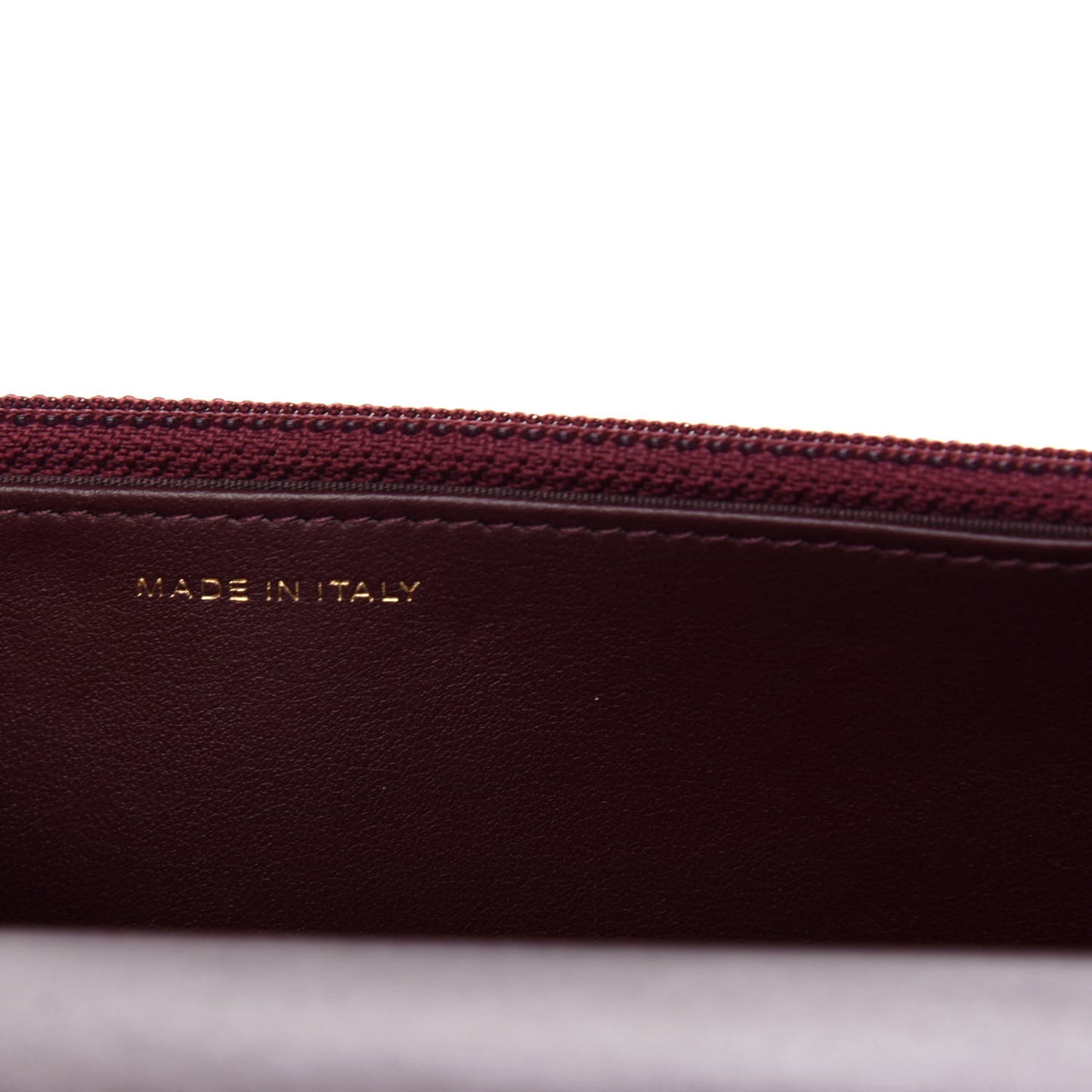 Shiny Crumpled Calfskin Quilted 19 Wallet On Chain WOC Burgundy