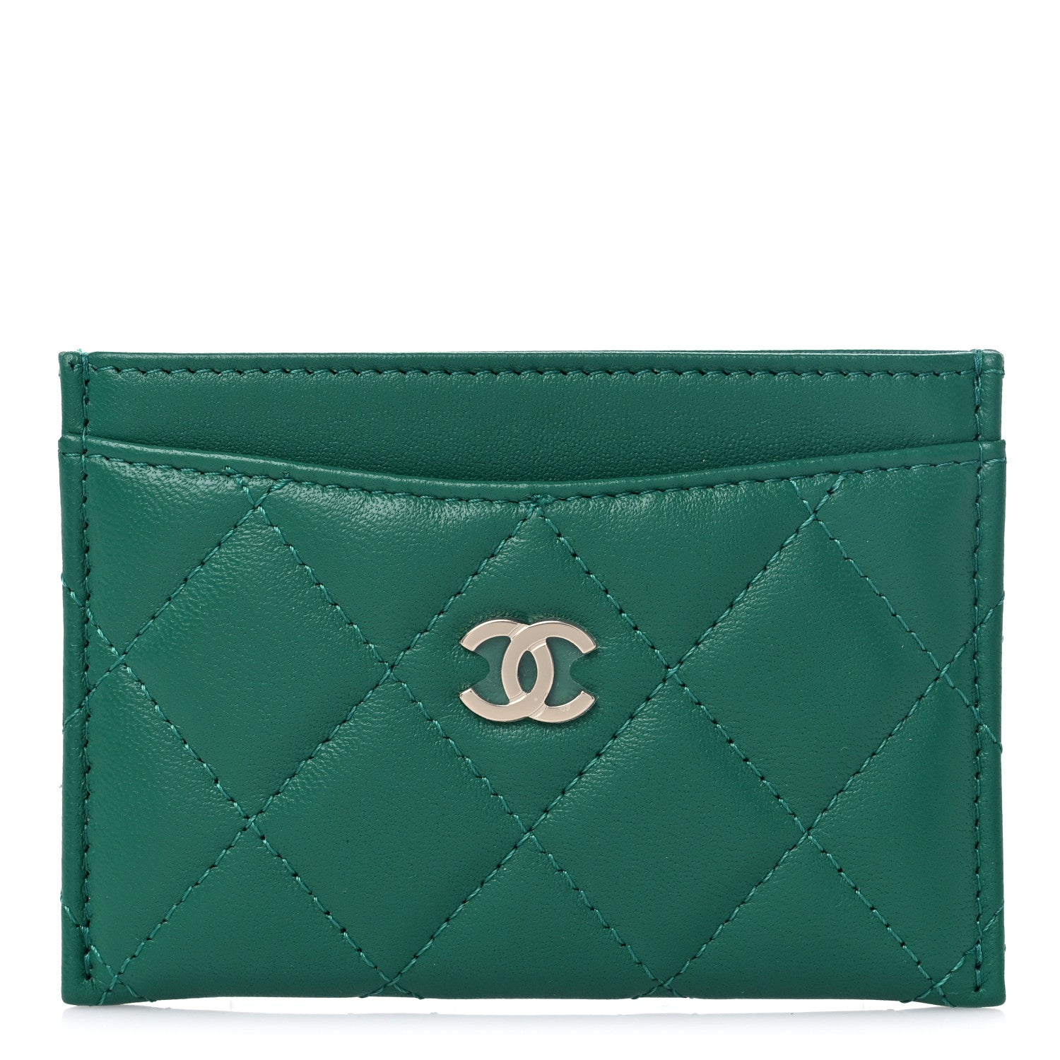Chanel Lambskin Quilted Card Holder Green 1 of 9