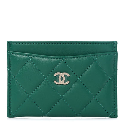 Chanel Lambskin Quilted Card Holder Green 1 of 9
