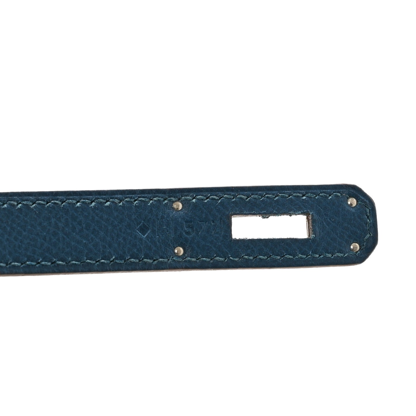 Epsom Kelly Flag Sellier 32 Bleu Thalassa White