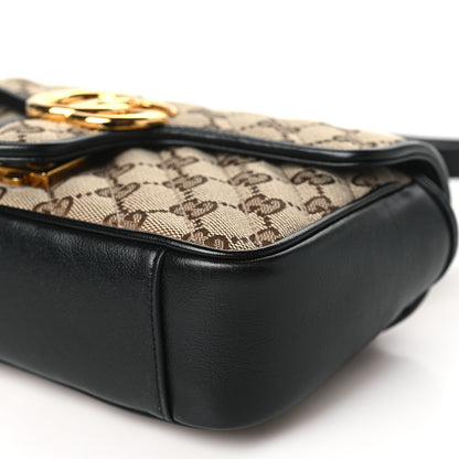 Gucci Monogram Matelasse Diagonal Mini GG Marmont Shoulder Bag Beige Black 10 of 11