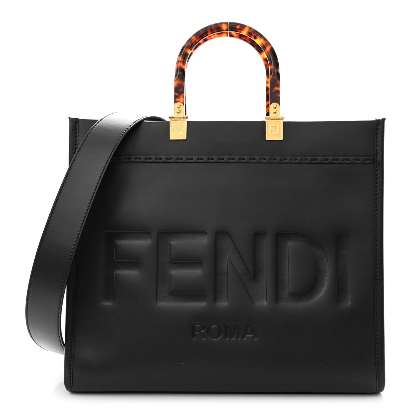 Vitello King Plexiglass Medium Fendi Sunshine Shopper Tote Black