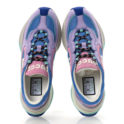 Gucci Technical Knit Fabric Suede Womens Gucci Run Sneakers 37 Lilac 2 of 10