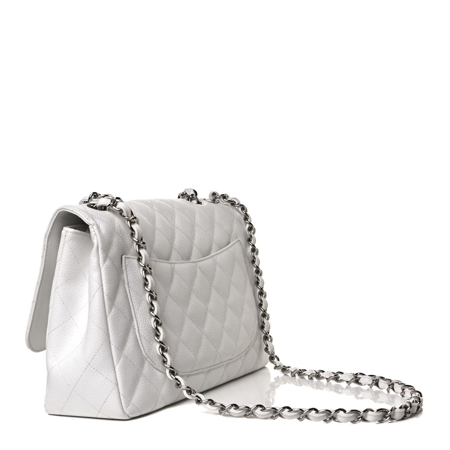 Chanel Caviar Quilted Jumbo Single Flap White 3 of 13