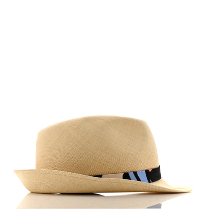 Chanel Straw Ribbon Fedora Hat L Beige Multicolor 5 of 8