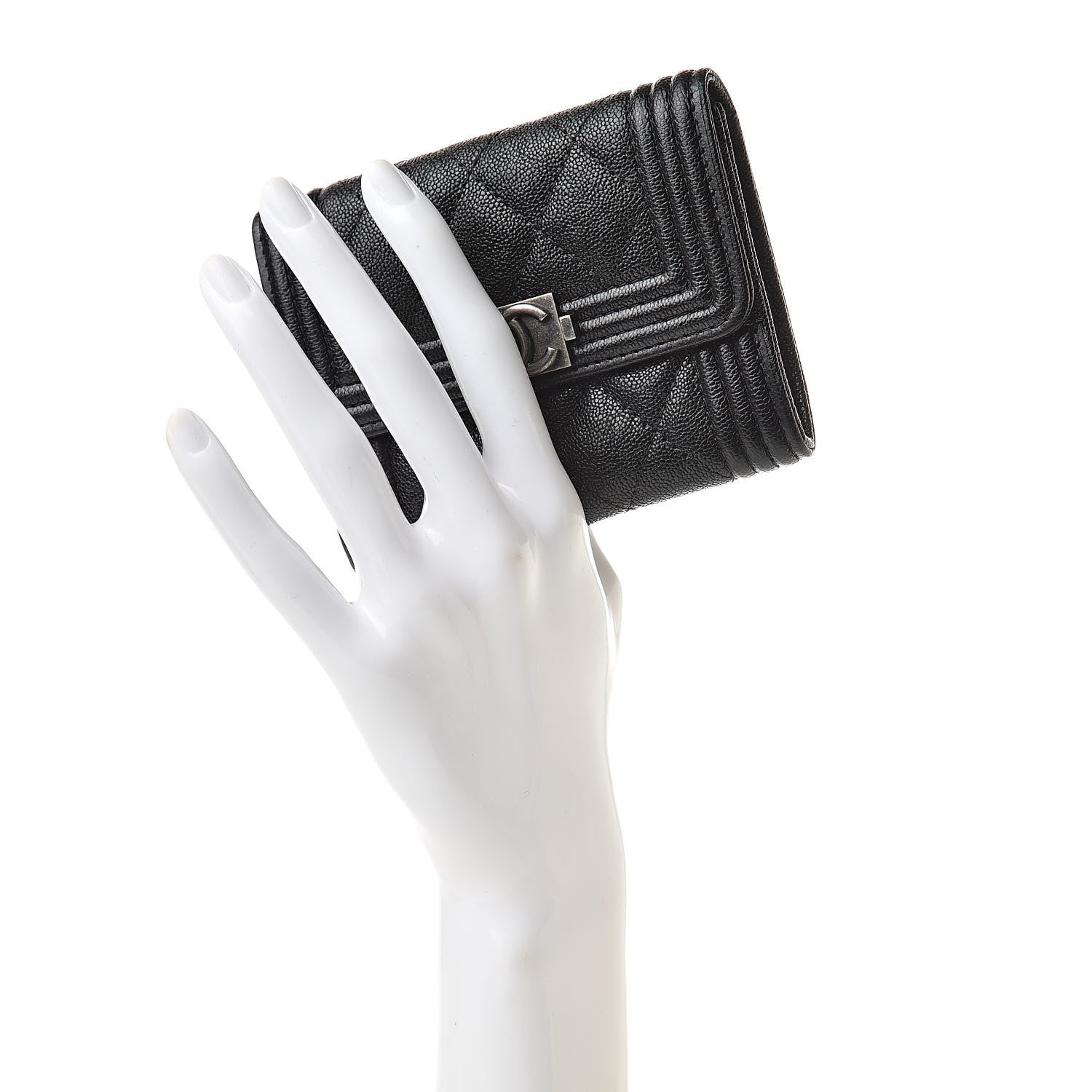 Chanel Caviar Quilted Boy Flap Card Holder Black 2 of 9