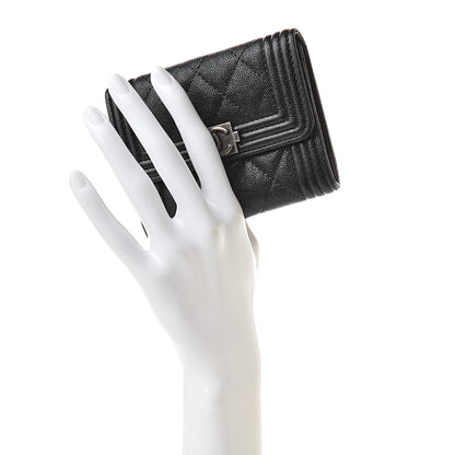 Chanel Caviar Quilted Boy Flap Card Holder Black 2 of 9