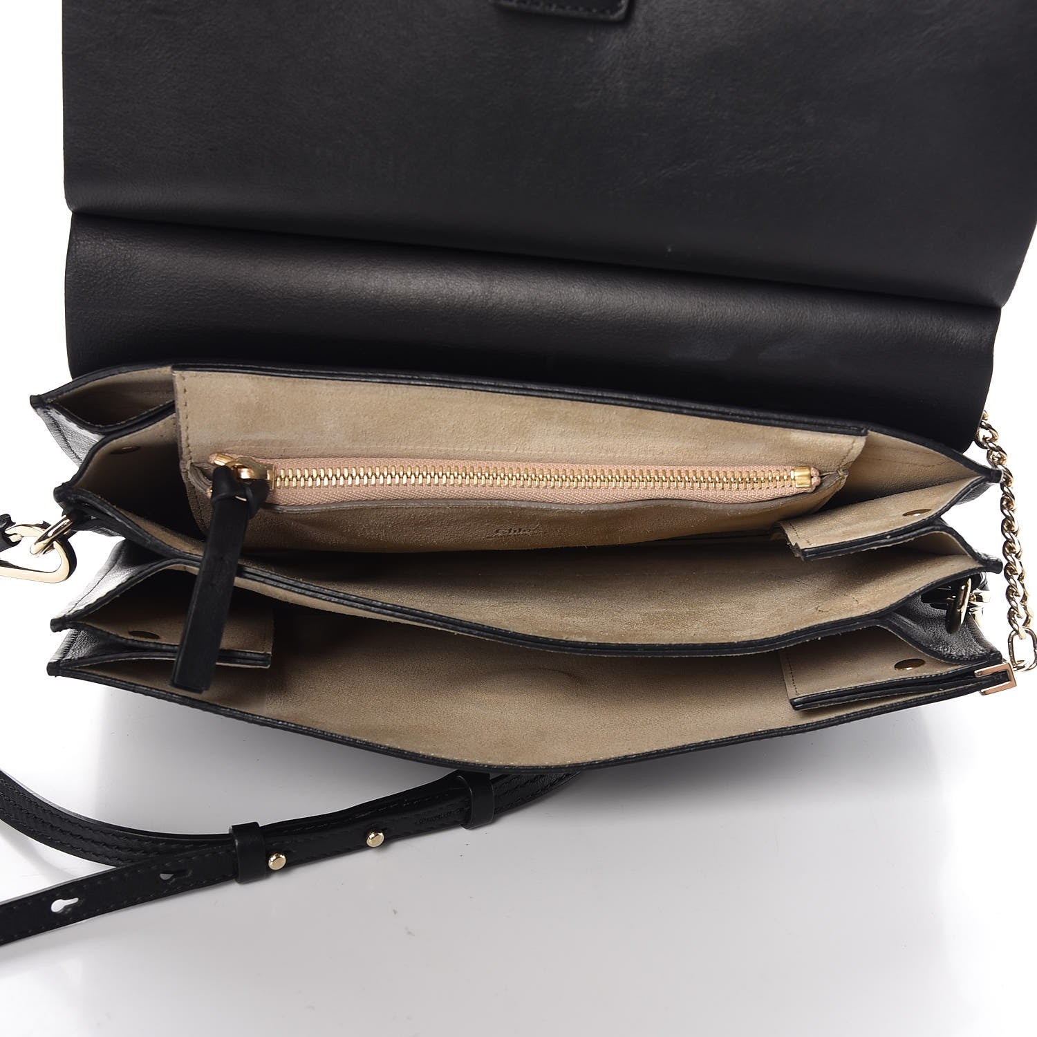 Chloe Suede Calfskin Medium Faye Shoulder Bag Black 5 of 8