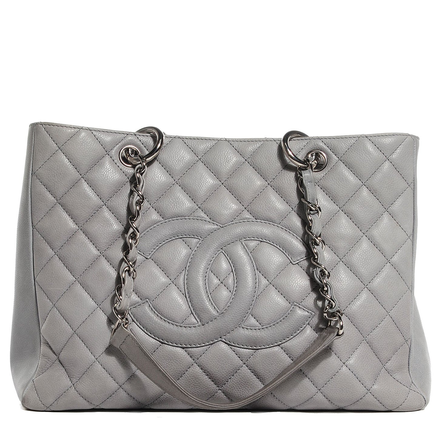 Caviar Quilted Grand Shopping Tote GST Light Grey