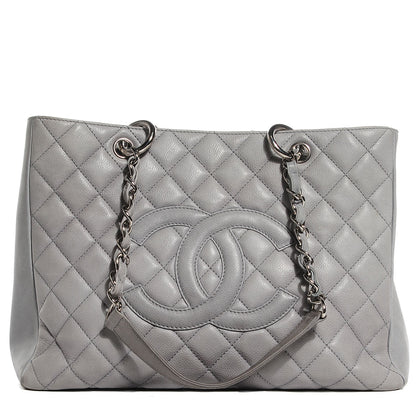Chanel Caviar Quilted Grand Shopping Tote GST Light Grey 1 of 7