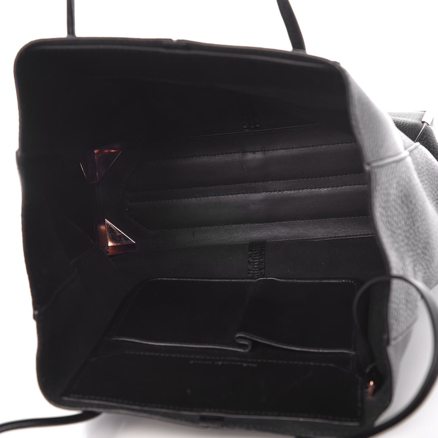 Pebbled Calfskin Prisma Skeletal Tote Black Rose Gold Hardware