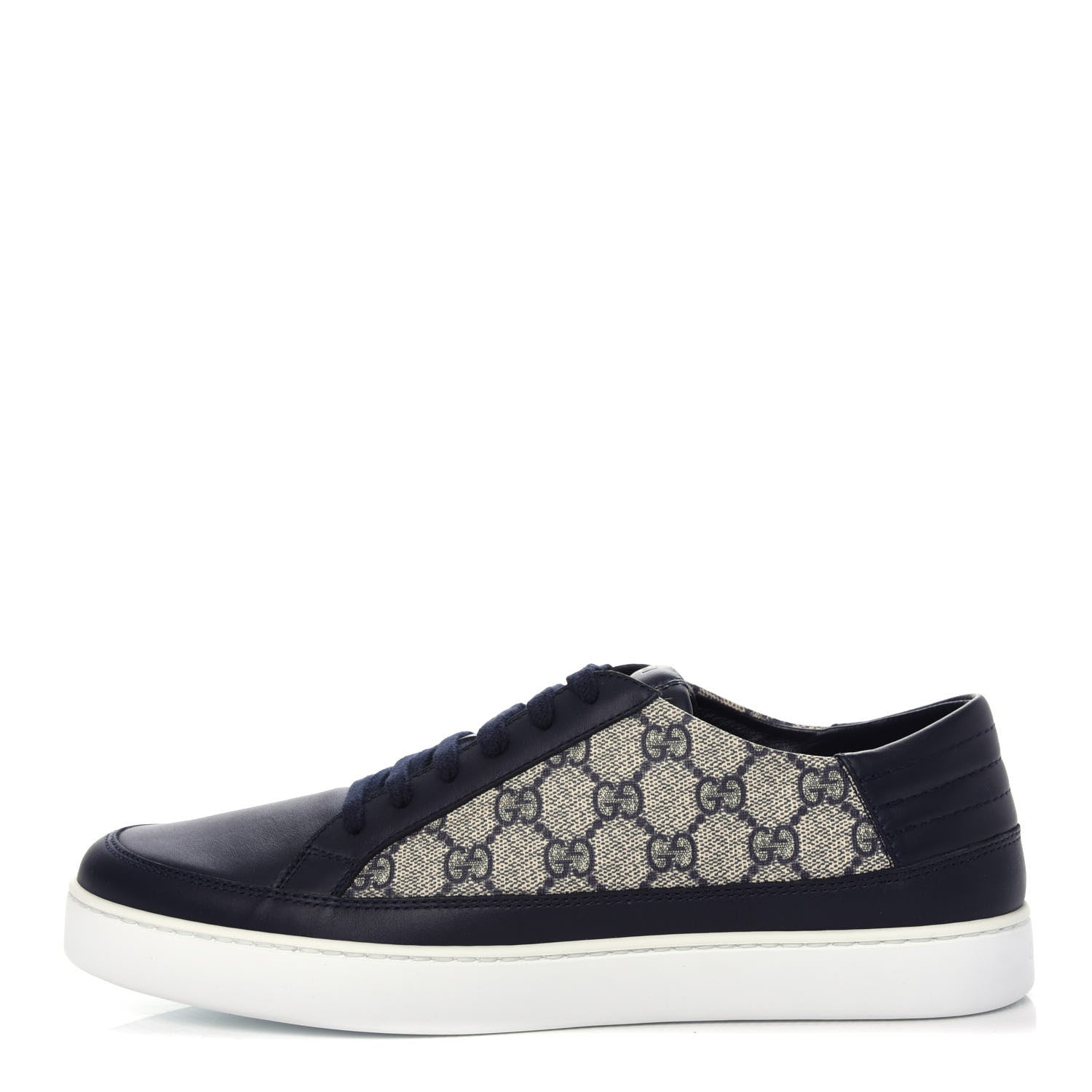 Gucci GG Supreme Monogram Calfskin Mens Low Top Sneakers 9 Blue Beige 1 of 11