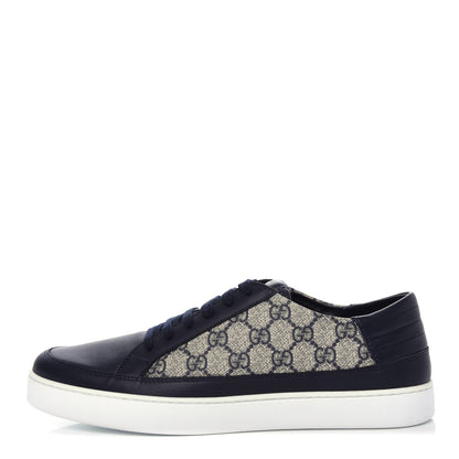 Gucci GG Supreme Monogram Calfskin Mens Low Top Sneakers 9 Blue Beige 1 of 11