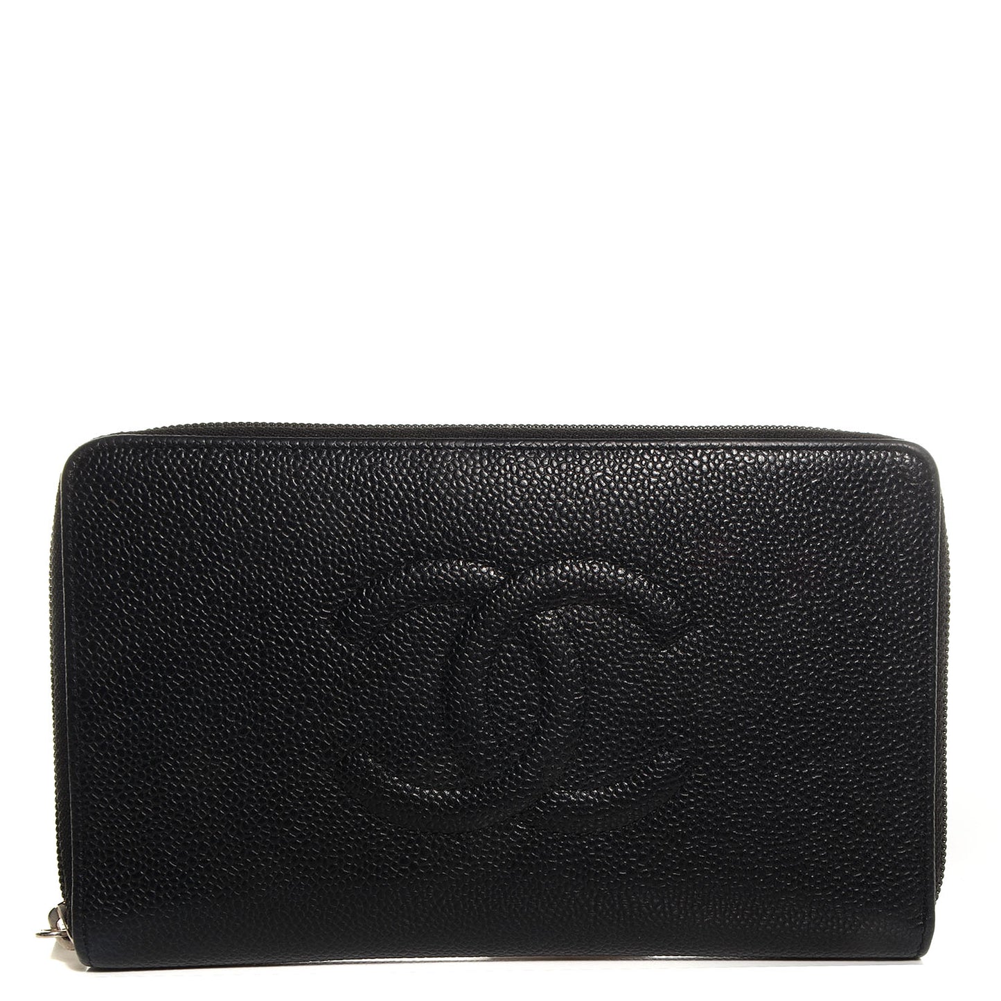 Caviar CC Timeless Large Zip Around Wallet Black