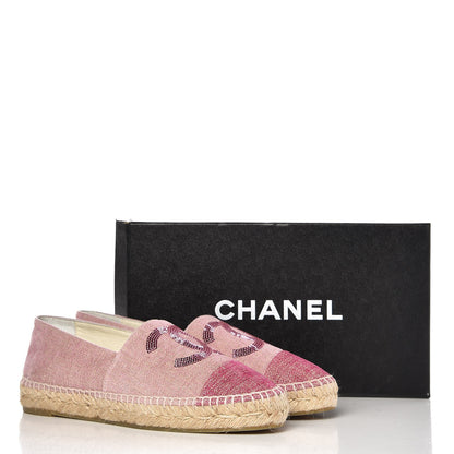 Chanel Toile Sequin CC Espadrilles 39 Pink Dark Pink 10 of 10