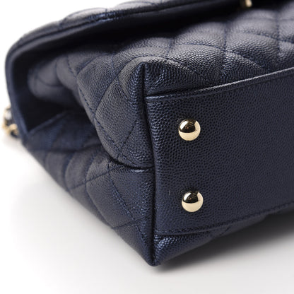 Chanel Iridescent Caviar Quilted Mini Coco Handle Flap Dark Blue 6 of 11