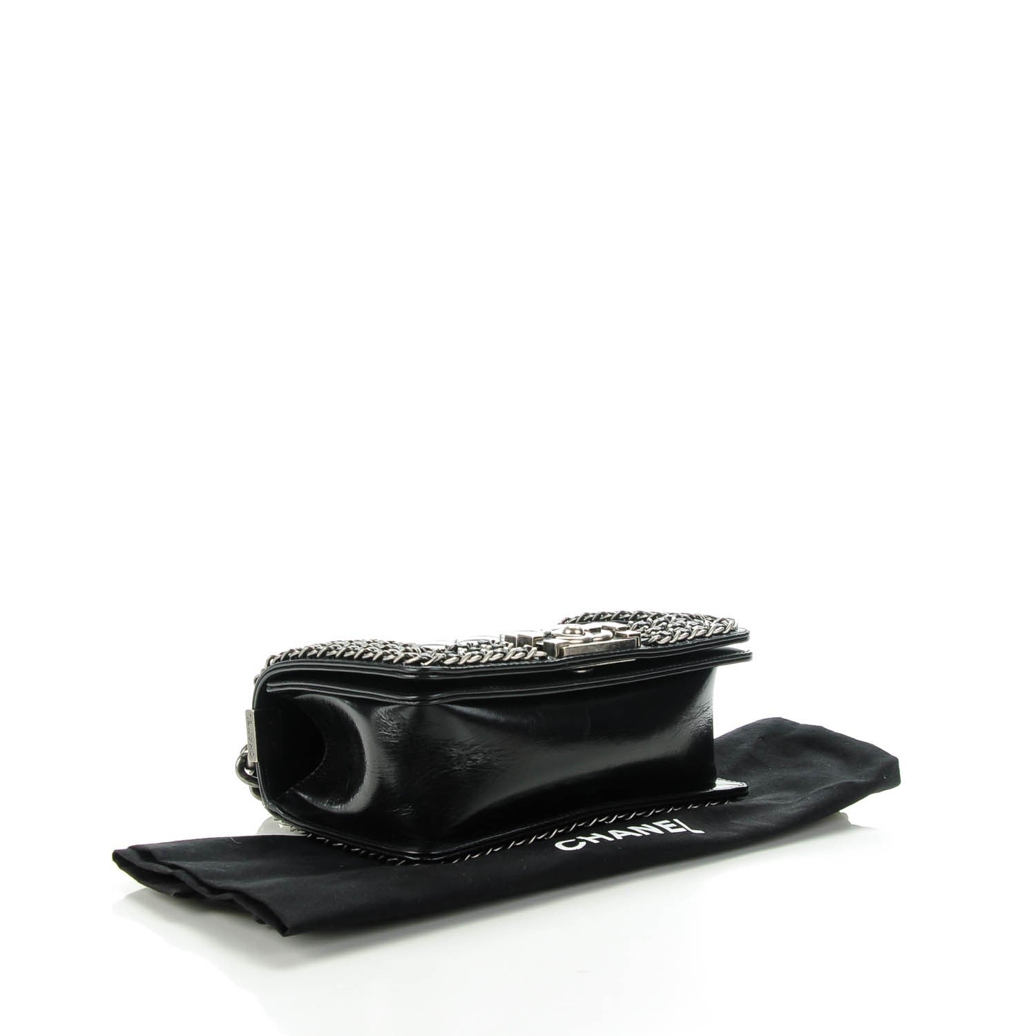 Chanel Glazed Calfskin Small Boy Chained Flap Black 4 of 7