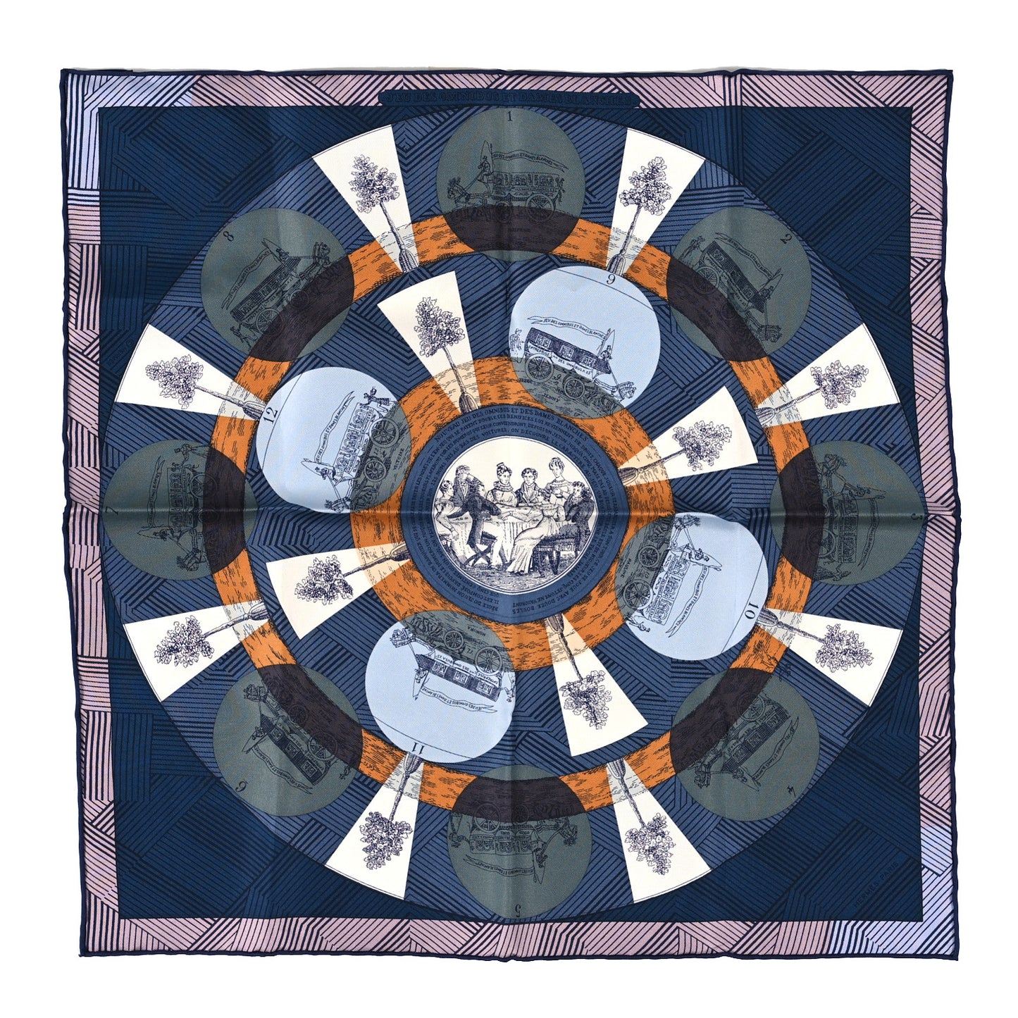 Silk Jeu Des Omnibus Remix Scarf 45 Marine Vert Ciel