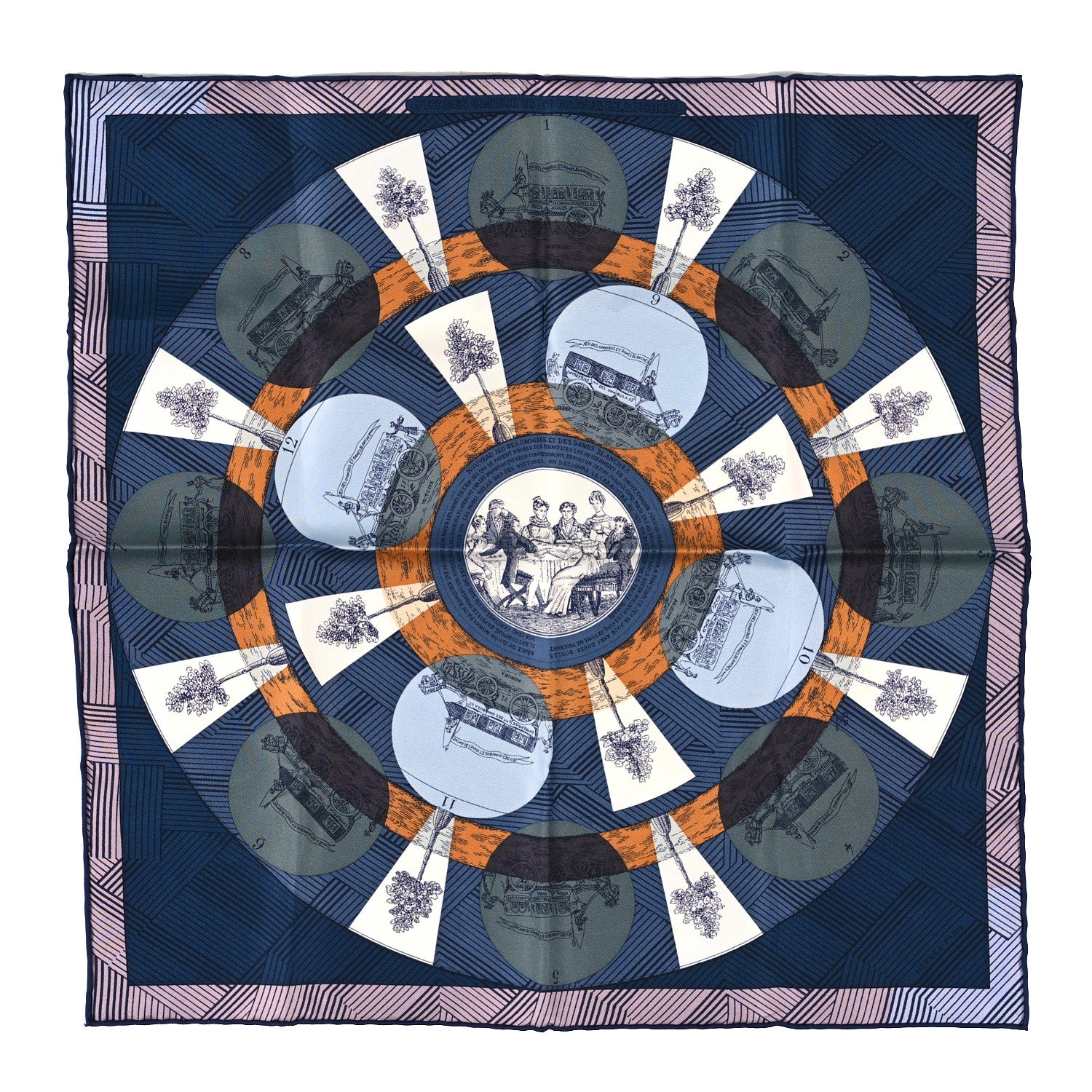 Hermes Silk Jeu Des Omnibus Remix Scarf 45 Marine Vert Ciel 1 of 3