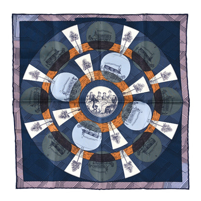 Hermes Silk Jeu Des Omnibus Remix Scarf 45 Marine Vert Ciel 1 of 3