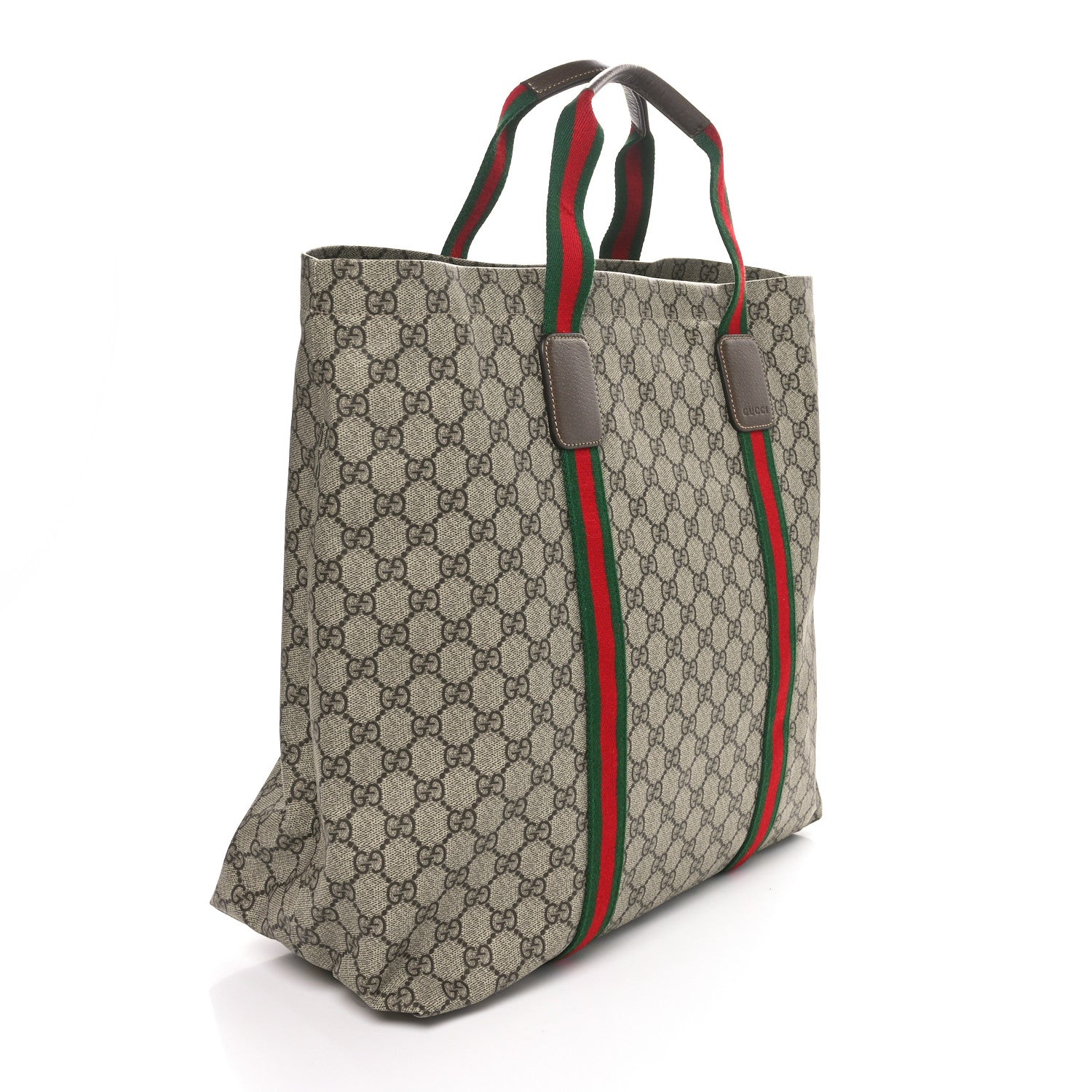 Gucci Tender GG Supreme Monogram Textured Dollar Calfskin Web Tote Beige Ebony New Acero 3 of 9