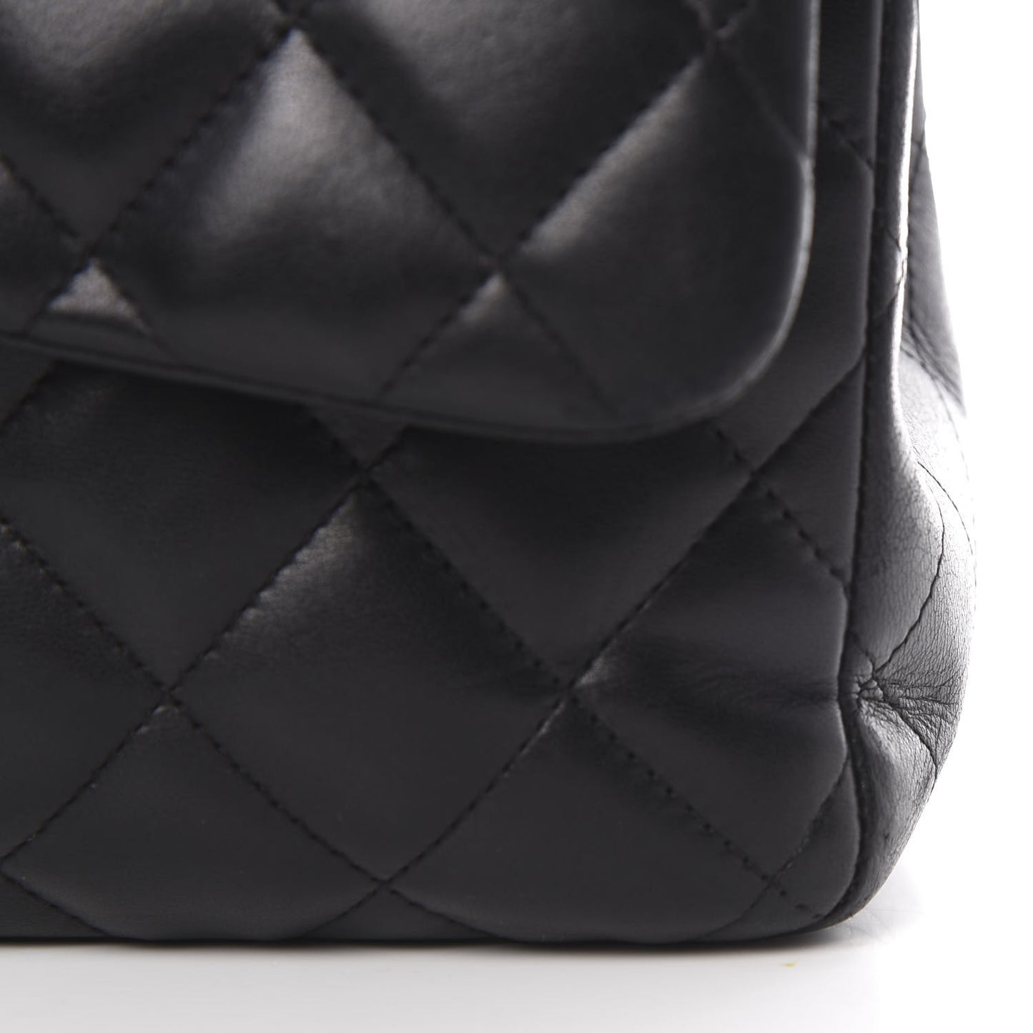 Lambskin Quilted Jumbo Double Flap Black