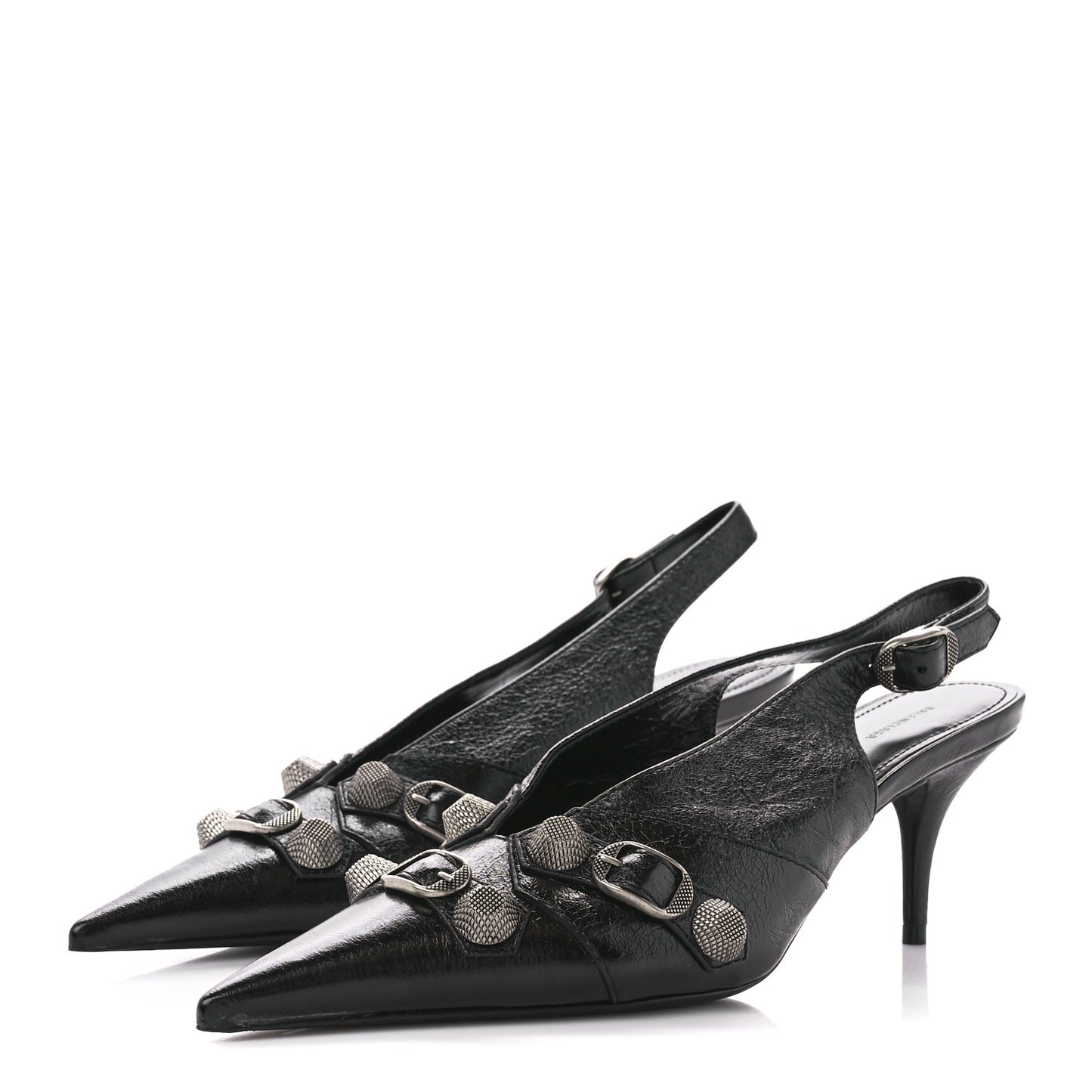 Agneau Arena Cagole 70mm Slingback Pumps 38 Black