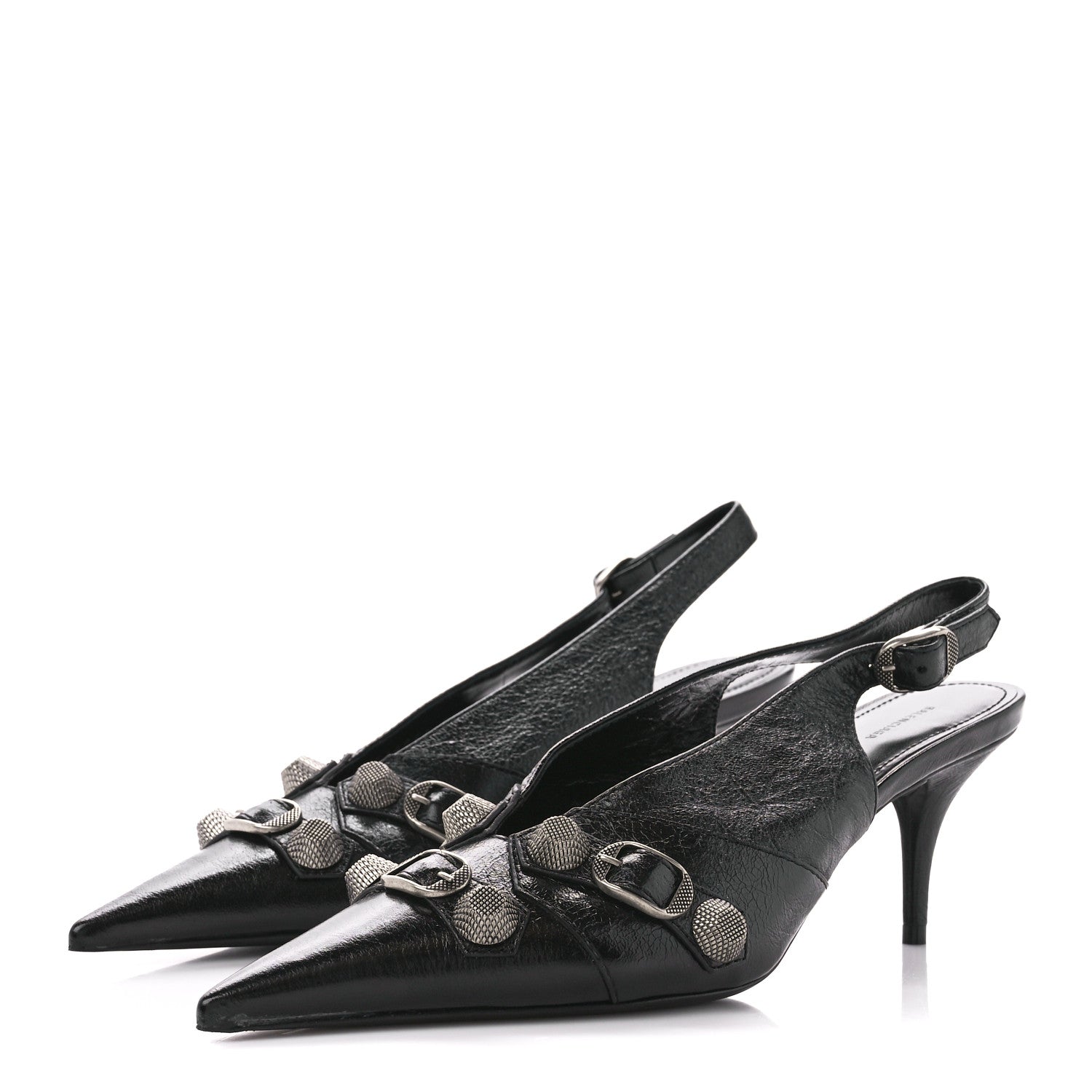 Balenciaga Agneau Arena Cagole 70mm Slingback Pumps 38 Black 3 of 9