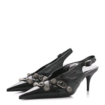 Balenciaga Agneau Arena Cagole 70mm Slingback Pumps 38 Black 3 of 9