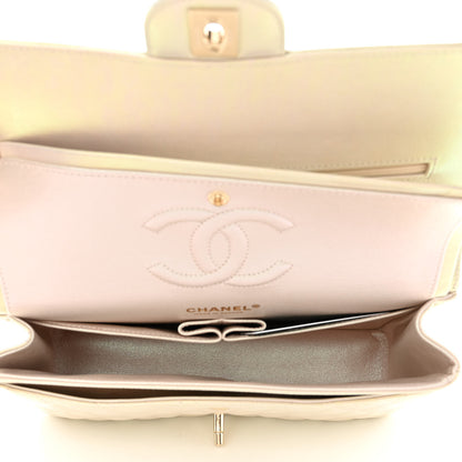 Chanel Iridescent Lambskin Quilted Medium Double Flap Ivory 4 of 12