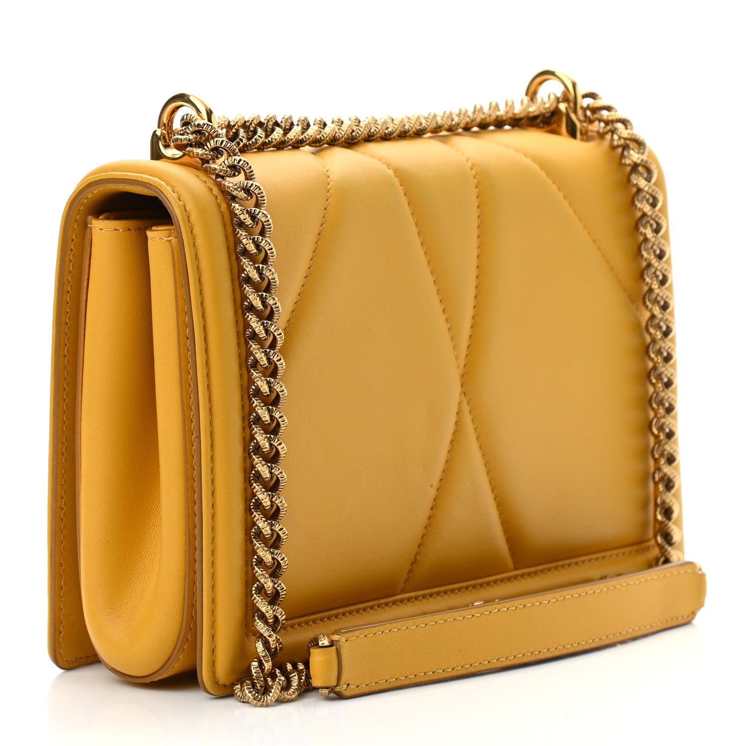Dolce & Gabbana Calfskin Medium Devotion Crossbody Bag Yellow 3 of 9