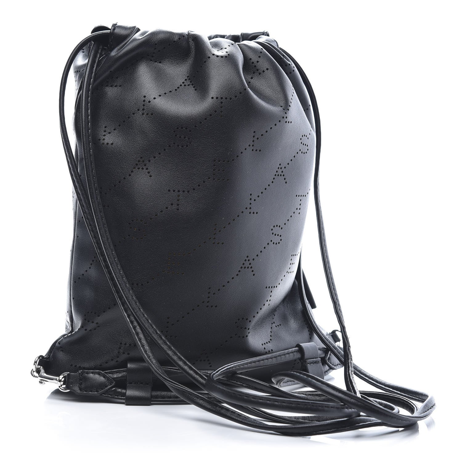 Stella McCartney Eco Alter Nappa Perforated Logo Mini Drawstring Backpack Black 2 of 9