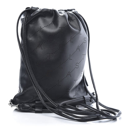 Stella McCartney Eco Alter Nappa Perforated Logo Mini Drawstring Backpack Black 2 of 9