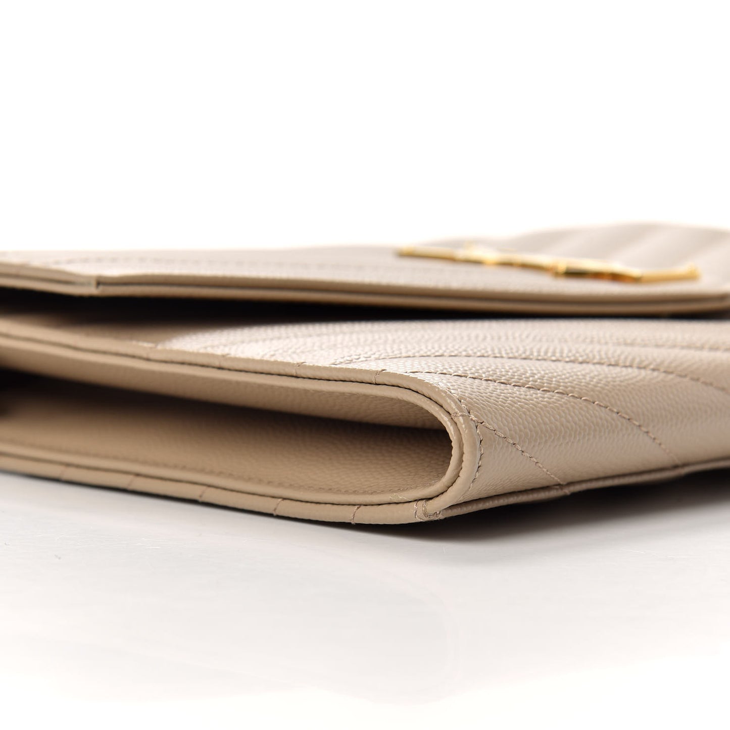 Grain De Poudre Matelasse Chevron Monogram Envelope Clutch Dark Beige